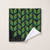 Feuilles verts néon - art fractal, (Gant de toilette)