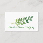 Feuilles verts romantiques - Carte de nom (Dos)