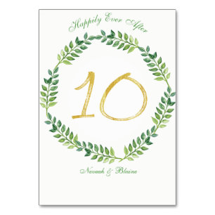 Feuilles verts romantiques - carte de table Mariag