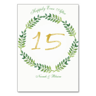Feuilles verts romantiques - carte de table Mariag