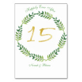 Feuilles verts romantiques - carte de table Mariag (Dos)