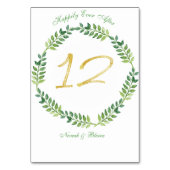 Feuilles verts romantiques - carte de table Mariag (Dos)