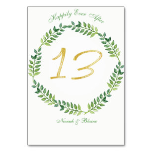 Feuilles verts romantiques - carte de table Mariag