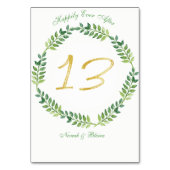 Feuilles verts romantiques - carte de table Mariag (Dos)