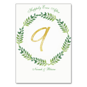 Feuilles verts romantiques - Mariage carte de tabl