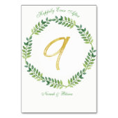 Feuilles verts romantiques - Mariage carte de tabl (Dos)