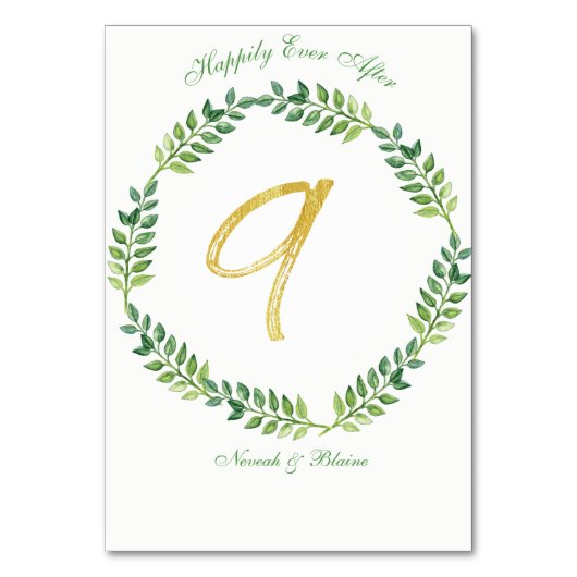 Feuilles verts romantiques - Mariage carte de tabl (Par défaut)