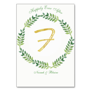 Feuilles verts romantiques - Mariage carte de tabl