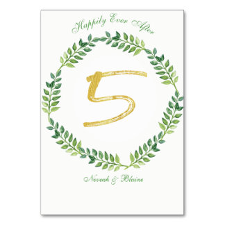 Feuilles verts romantiques - Mariage carte de tabl