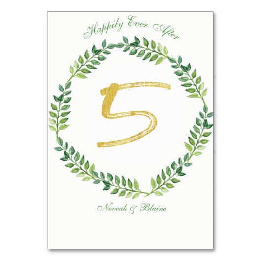 Feuilles verts romantiques - Mariage carte de tabl (Par défaut)