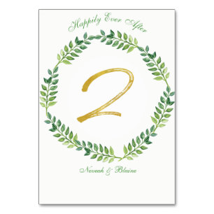 Feuilles verts romantiques - Mariage carte de tabl