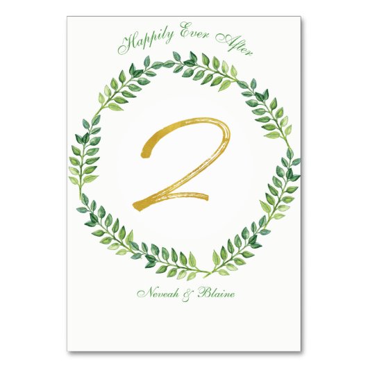 Feuilles verts romantiques - Mariage carte de tabl (Par défaut)