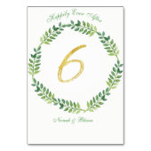 Feuilles verts romantiques - Mariage carte table 6 (Dos)