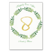 Feuilles verts romantiques - Mariage carte table 8 (Dos)