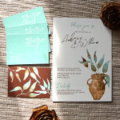 Feuilles verts rustiques, Invitations de mariage e