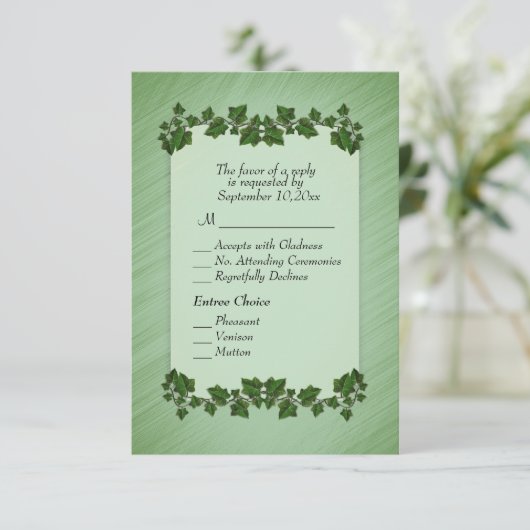 Feuilles verts Shimmer RSVP w Menu (Debout devant)