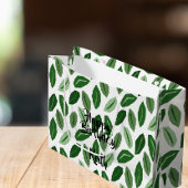 Feuilles verts sur Sac cadeau personnalisé blanc