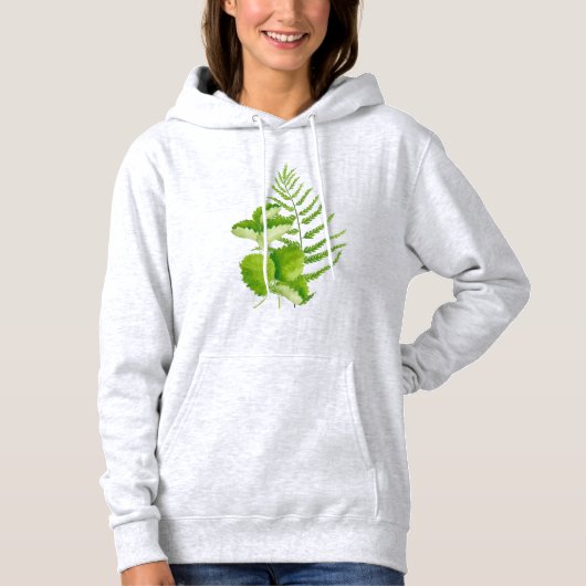 Feuilles verts sur un Sweat - shirt à capuche (Devant)