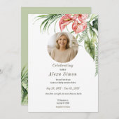 Feuilles verts tropicaux Anthurium Invitation funé (Devant / Derrière)