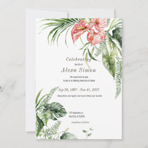 Feuilles verts tropicaux Anthurium Invitation funé
