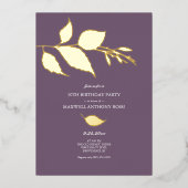 Feuilles violet et or 50e anniversaire Invitations (Recto)