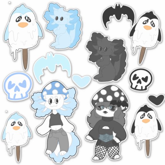 Feuillet autocollant bleu et noir (Devant)