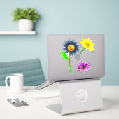 Feuillet autocollant vinyle Fleurs Joyeuses Cutout (Ordinateur portable sur le bureau)