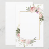 Feuillet de papier floral rose pâle (Devant / Derrière)