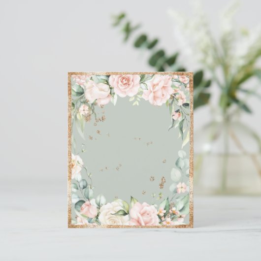Feuillet de papier floral vert Sage (Debout devant)