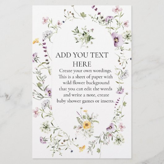 Feuillet de papier personnalisé fleurs de fleurs s (Devant)