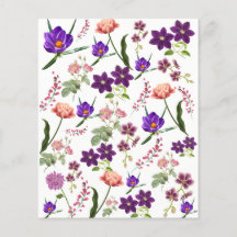 Feuillet papier papier du bloc-notes à fleurs viol