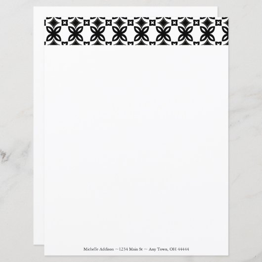 Feuillet papier personnalisé Fleurs Art Déco (Devant / Derrière)