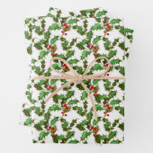 Feuillets de papier à enveloppement Holly de Noël (En situation)
