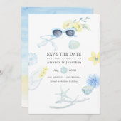 Feun Waterverf Summer Beach Wedding Save The Date (Voorkant / Achterkant)