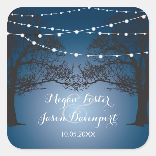 Feux à cordes et autocollants de mariage d'arbre (Devant)