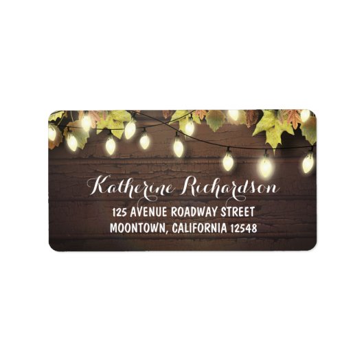 Feux à cordes et feuilles d'automne étiquettes de  (Devant)