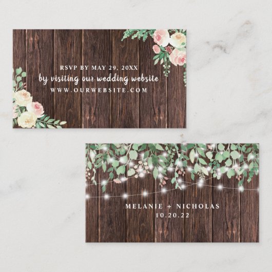 Feux à cordes rustiques mariage carte site RSVP (Devant / Derrière)