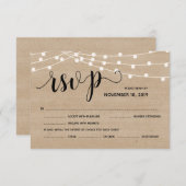 Feux à cordes rustiques mariage rsvp carte de répo (Devant / Derrière)