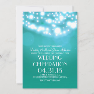 Feux à cordes turquoise bleu élégant invitations d
