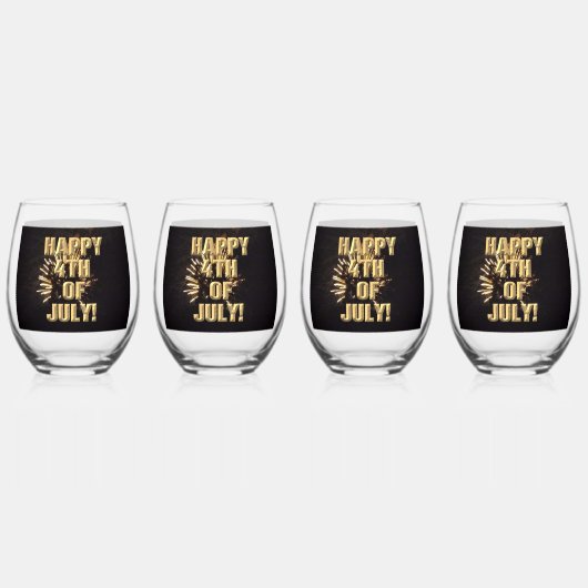 Feux d'artifice 10 verres à vin 4 juillet ensemble (Recto)