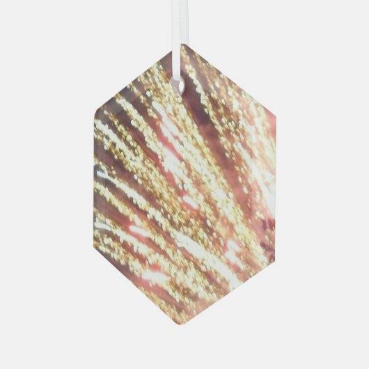 Feux d'artifice 11 ornement hexagone en verre (Avant gauche)