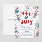 Feux d'artifice 4 juillet Étoiles BBQ Invitation F (Devant / Derrière)