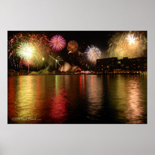 Feux d'artifice : affiche de Sydney Harbour, Austr