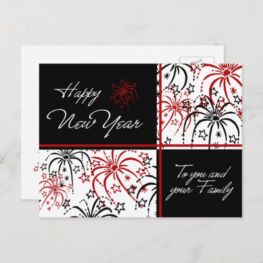 Feux d'artifice Bonne année Cartes postales (Devant / Derrière)