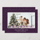 Feux de neige violette Cartes de Noël Photo (Devant / Derrière)