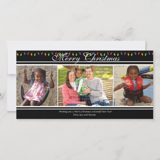 Feux de Noël 3 photos Carte de Noël (Devant)