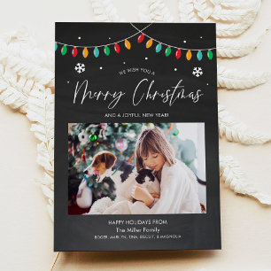 Feux de Noël et Snowflakes Carte photo de vacances