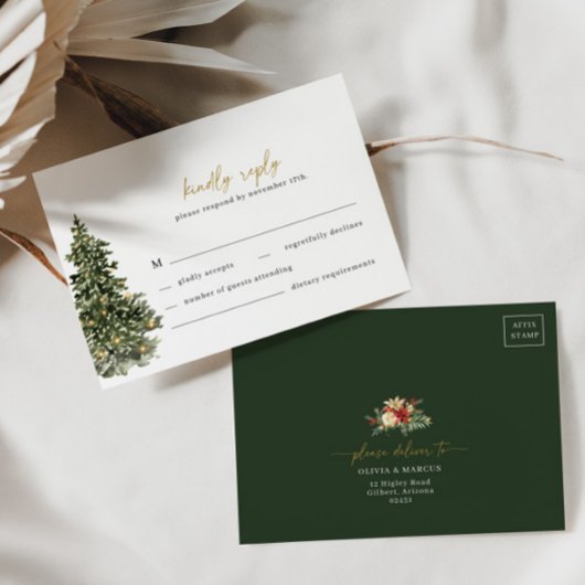 Feux de Noël Mariage d'hiver Carte RSVP