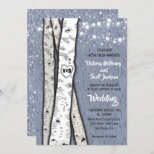 Feux jumelles Birch Tree Mariage Invitations