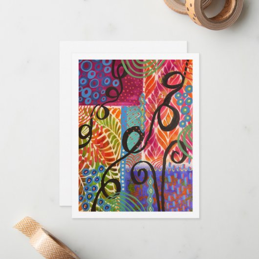 Février Abstrait avec carte à billet plat (Devant/Arrière en situation)